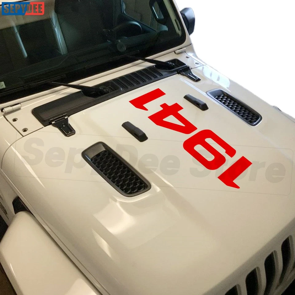 Hood Bonnet 乙烯基贴纸适用于吉普牧马人 JL Rubicon 角斗士 JT Willys 1941 — 第 4/4 张图片
