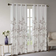 Cecily Semi Sheer SINGLE Panel Window Curtain Burnout Botanical Print, Easy T...