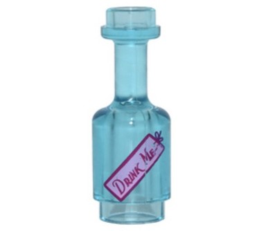 1x Lego 95228pb03 Bottle with Bright Pink Label with 'DRINK ME' Pattern