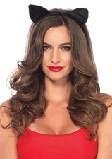Leg Avenue Velvet Black Cat Ears - OS - Black