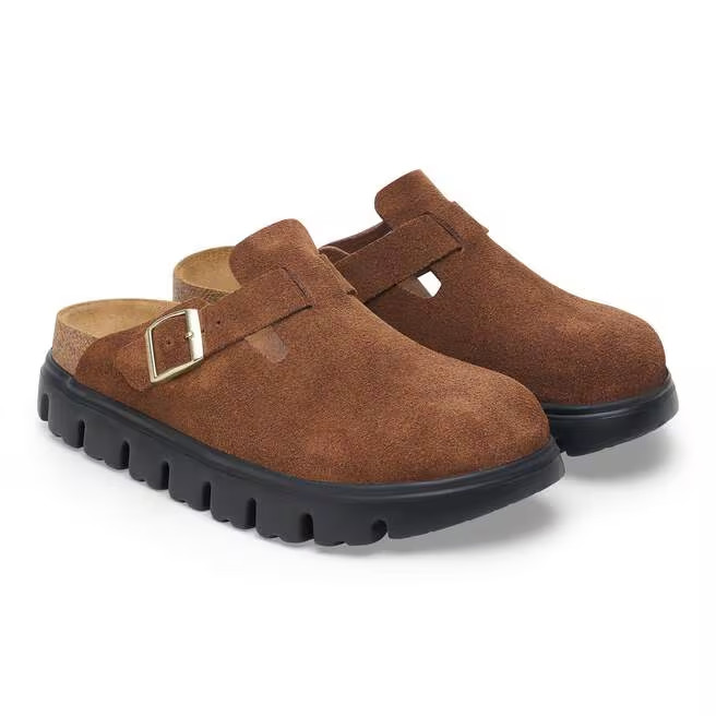 BIRKENSTOCK-WOMEN'S BOSTON CHUNKY SUEDE/DARK TEA-SHIPS FASTLY!!!!