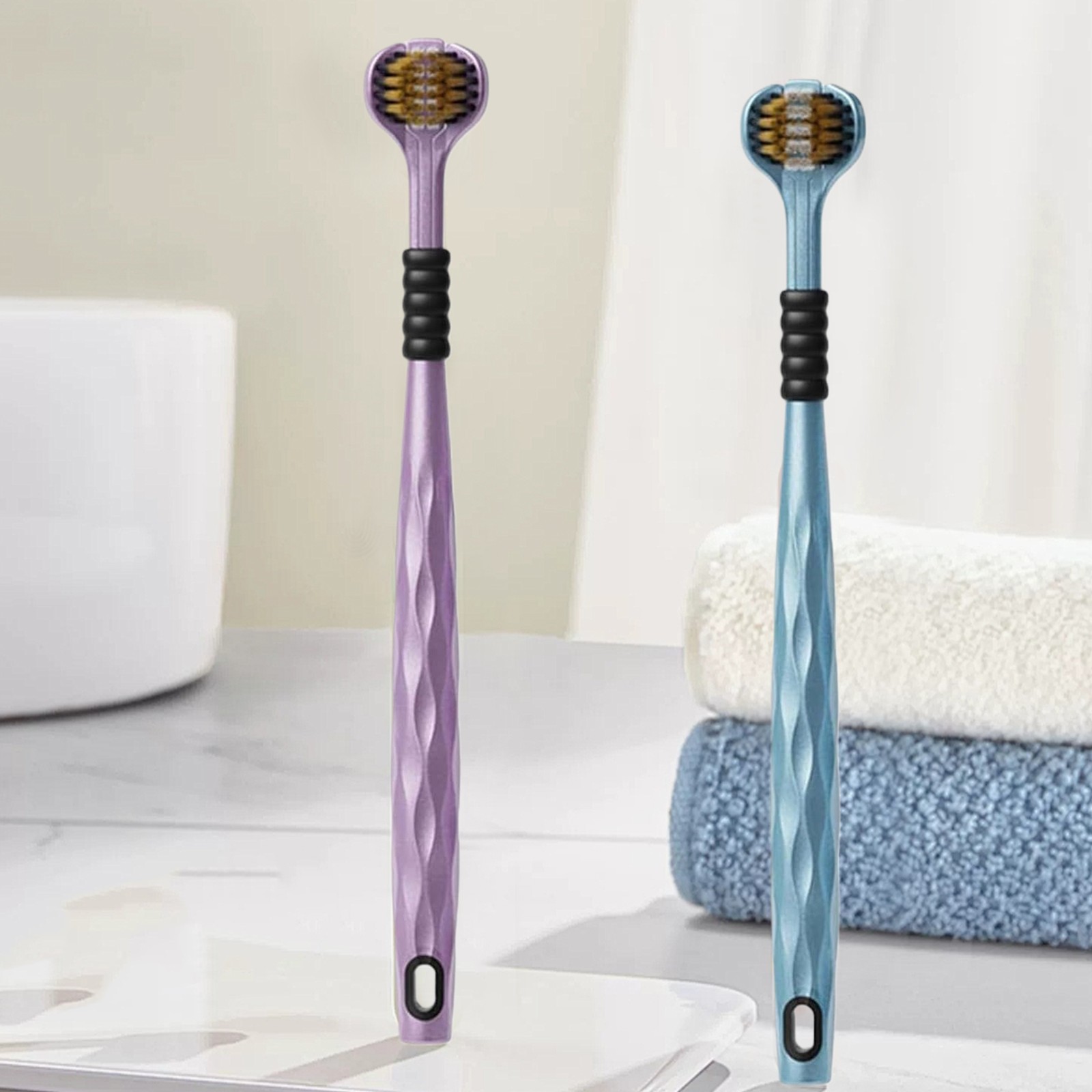 Triple Bristle Toothbrush 360° Teeth Cleaning Toothbrush 2 Pieces Brush