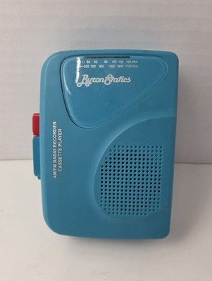 ByronStatics KCS-315 AM/FM Cassette Recorder Player Mic Headphone Jack Blue