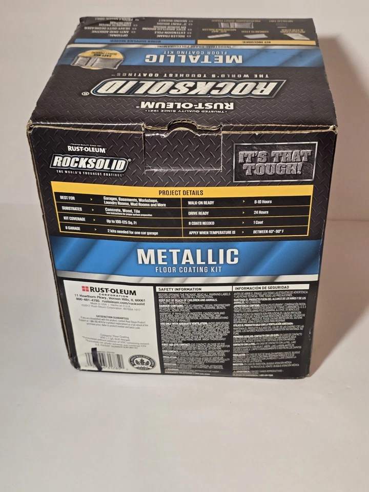 Rust-Oleum Rock Solid Metallic Floor Coating Kit Gunmetal New Open Box Rustoleum - Image 4 of 4