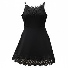 Free People Women's Skater Dress Small Sleeveless Crochet Lace Sleeveless Black