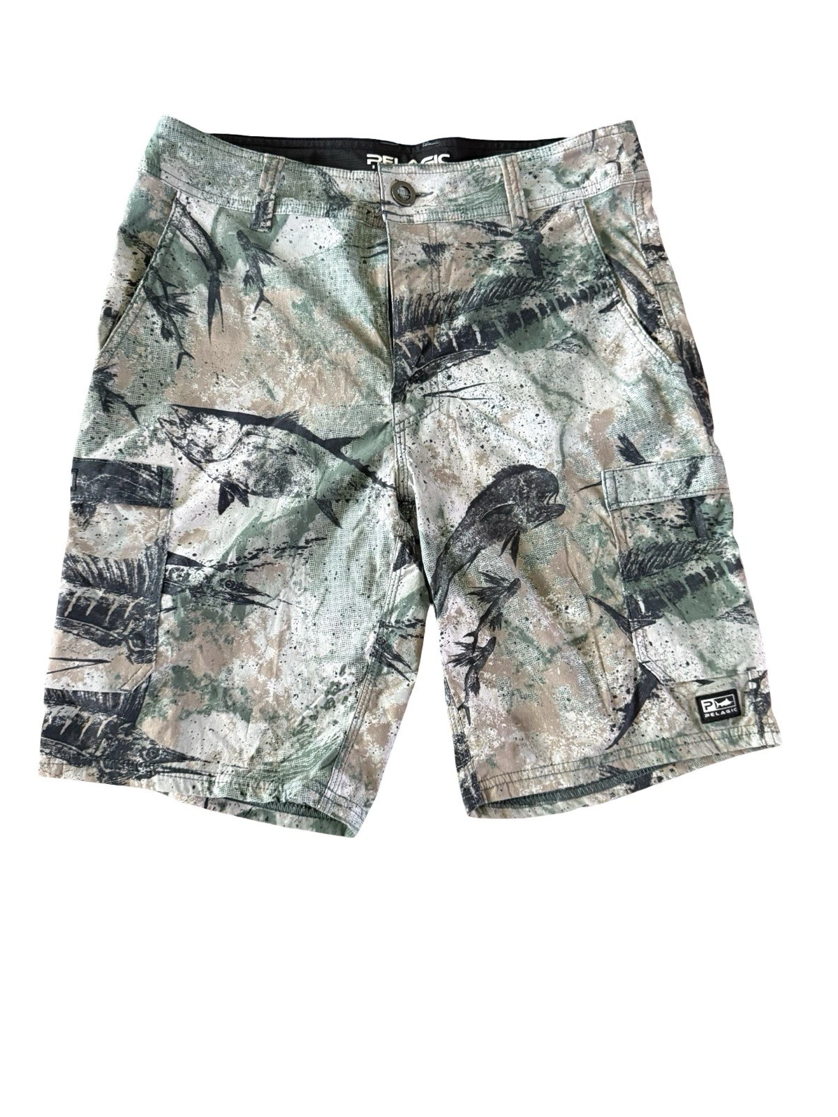 Pelagic Madeira Cargo Hybrid Shorts Mens 30 Marlin Fish Print Fishing