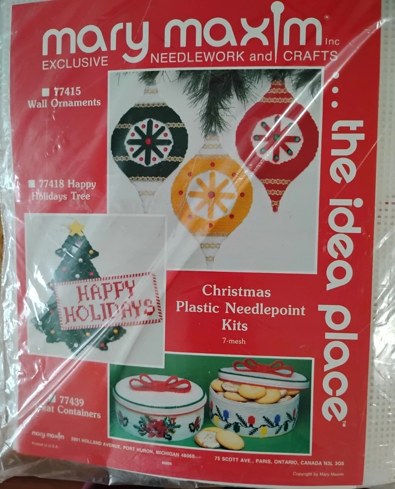 Mary Maxim Christmas Treat Containers Plastic Canvas Needlepoint Kit, 77439 - Image 2 of 4