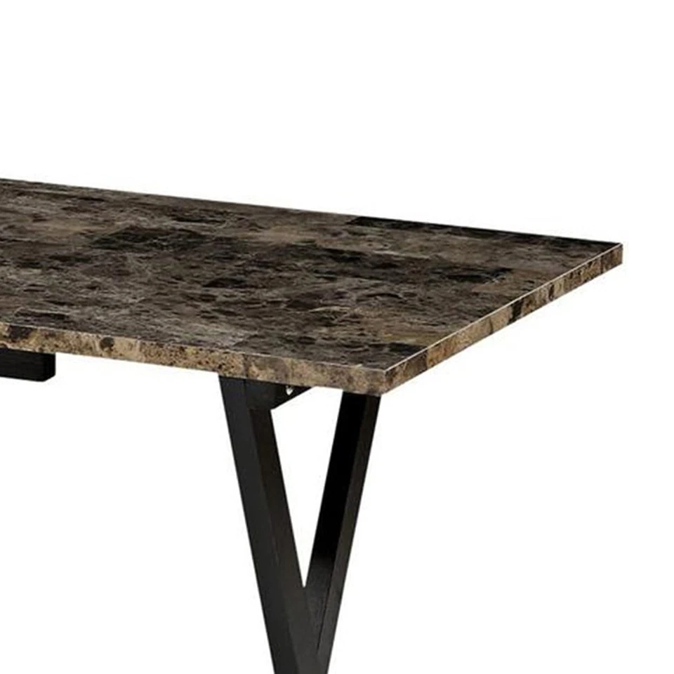 Linon Home Decor Tray Table Set, Faux Marble, Brown - Image 4 of 4