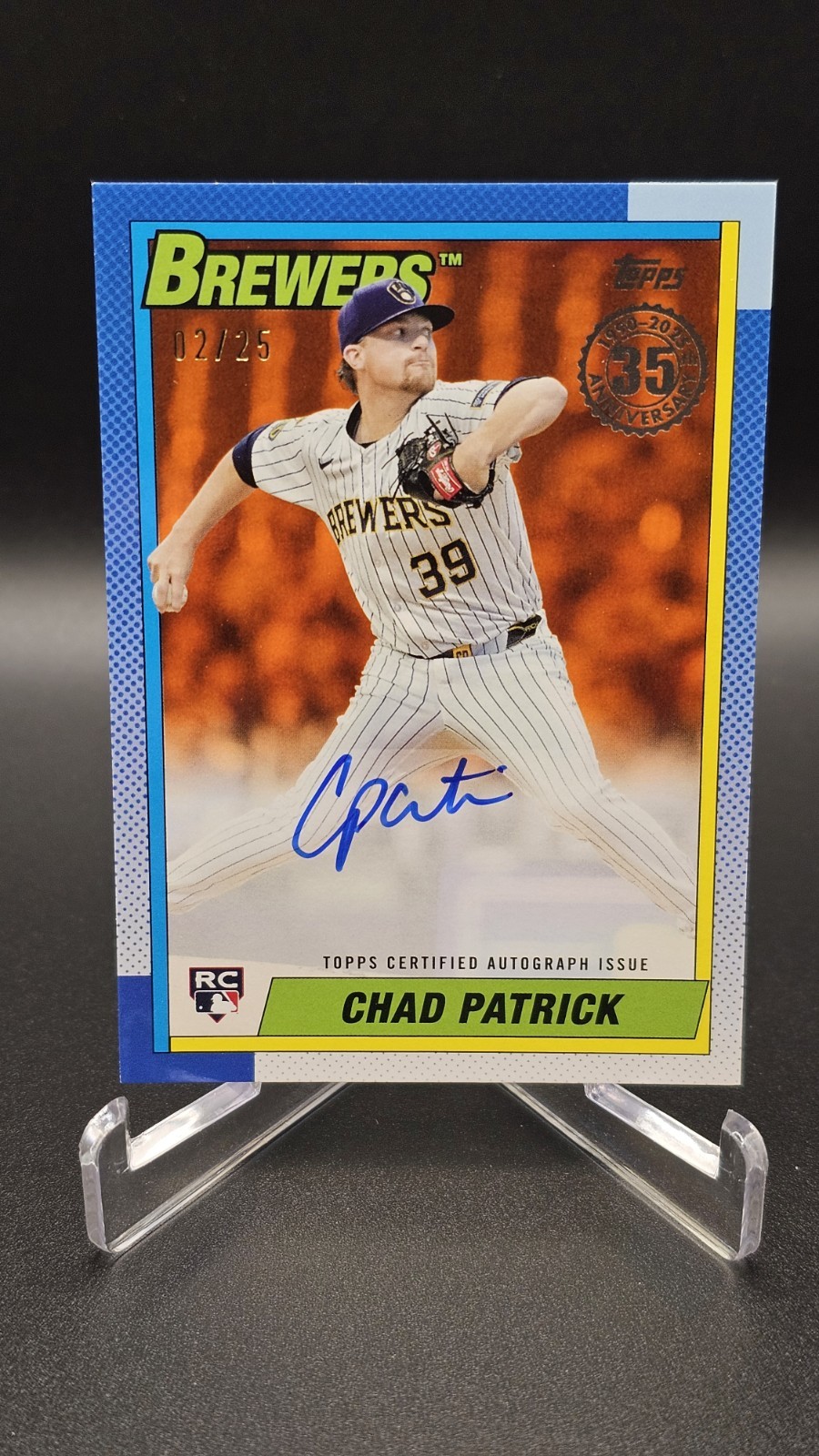 2025 Topps Update CHAD PATRICK RC #/25 Orange 1990 Real One Auto Brewers