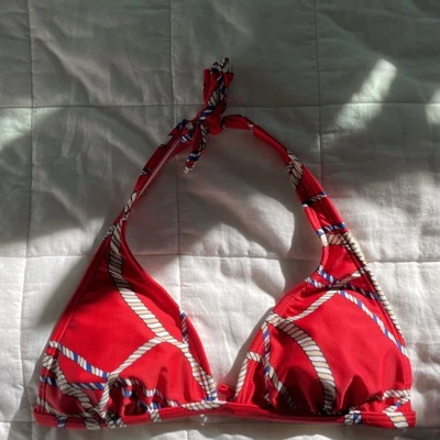 Gianni Bini Red, White, & Blue Nautical Rope Halter Bikini Triangle Top - M - Image 1 of 4