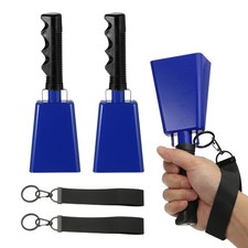 9" Cow Bells for Football Games, 2Pcs Cowbells with Wrist Strap, Blue