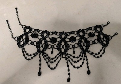 VINTAGE VICTORIAN STYLE GOTHIC BLACK BEADED FESTOON NECKLACE MYLENE FARMER