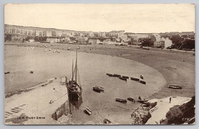 Isle of Man Port Erin Bucht und Boote, Manx Vannin Veg Veen, um 1910 Postkarte