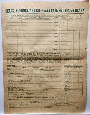 #ad 1943 Sears Roebuck Catalog Original Order Blank Form 40#x27;s $12.00