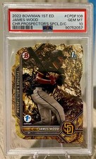 2022 1st Bowman 1st Edition JAMES WOOD Prospector’s Gold /49 Die-Cut PSA GEM 10
