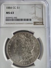 1884-CC United States Morgan Silver Dollar, NGC MS 63