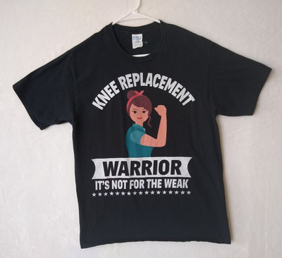 Get Well Gift T-Shirt Black M Knee Replacement Warrior Surgery Recovery Unisex..