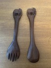 Hand Carved Wood Elephant Handled Salad Servers — photo 2