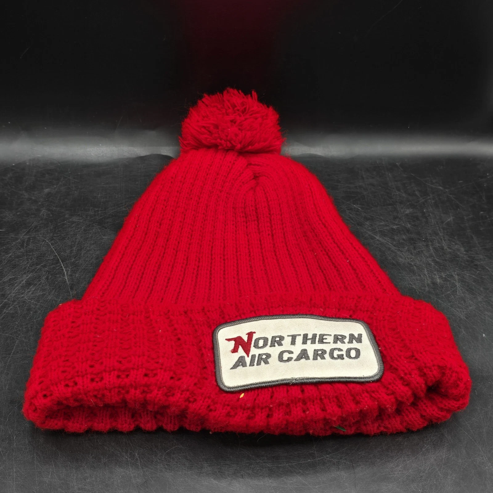 Vintage Crew Northern Air Cargo Beanie Hat Employee Cap Red