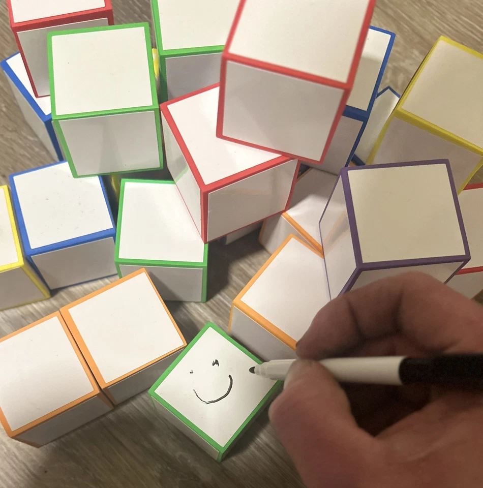 72 Dry-Erase Foam Blocks 6 Color Dice with Markers For Education/Games/All Ages - Image 2 of 4