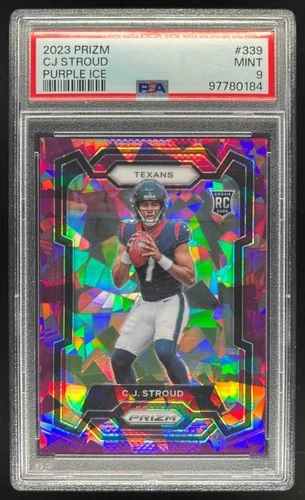 2023 Prizm C.J. Stroud RC Purple Ice #/225 Texans PSA 9