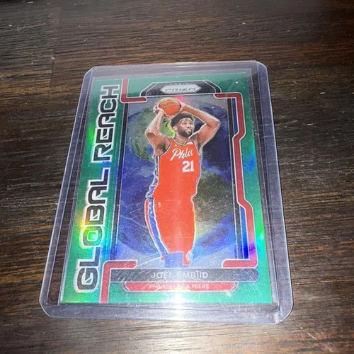 2021-22 NBA Panini Prizm Joel Embiid Global Reach #2 Green Prizm  SP 76ers