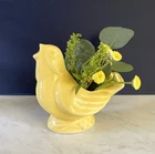 Vtg McCoy USA Singing Bird Pottery Planter 4” Yellow