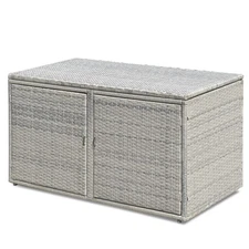 88 Gallon Garden Patio Rattan Storage Container Box Bin Shelf Cushion Outdoor