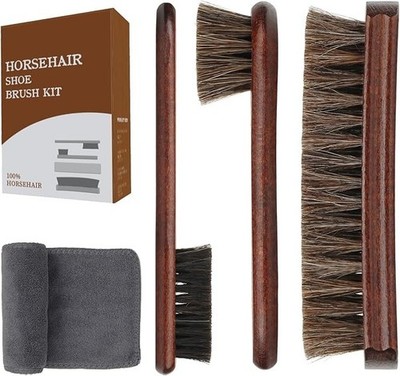 Kit De 4 Cepillos Para Zapatos De Cuidado Aplicadores De Pulido De Cerda Caballo