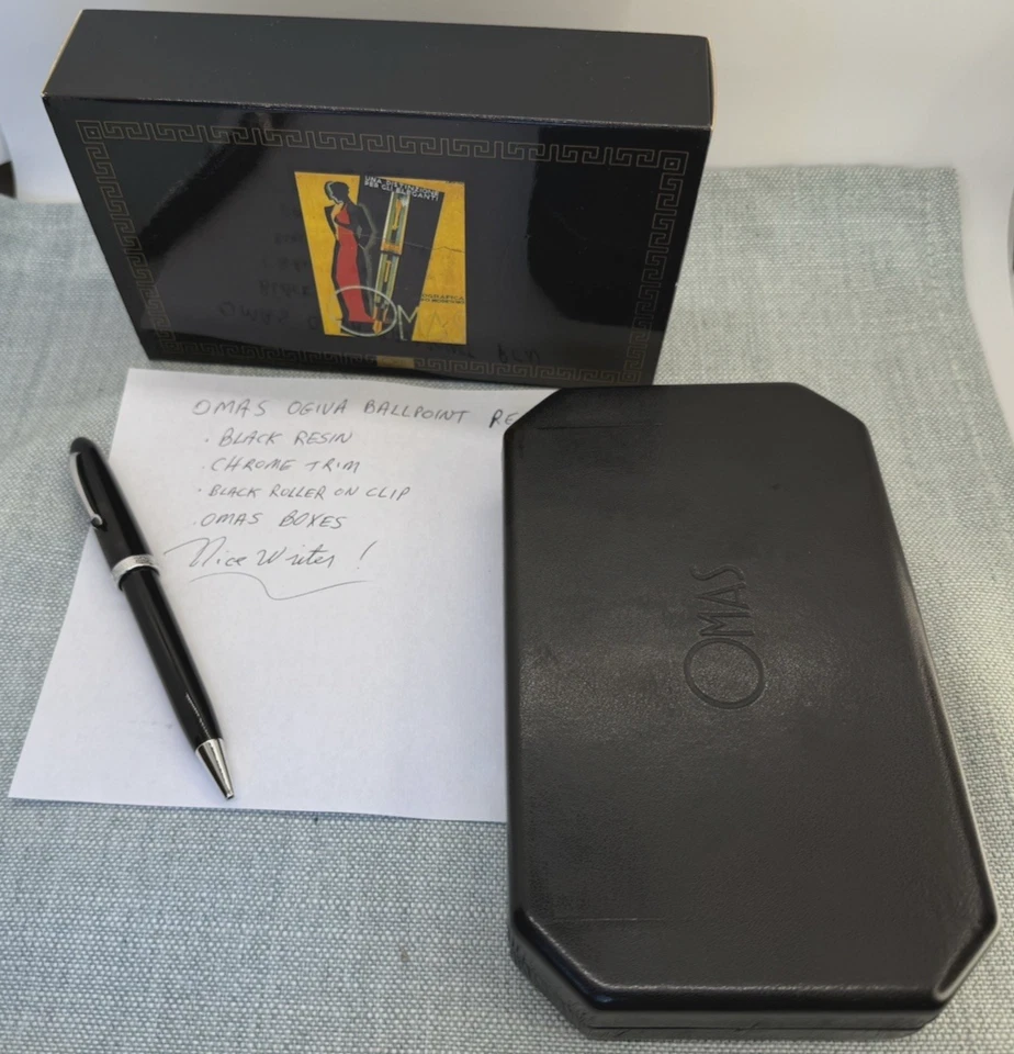 OMAS Ogiva Ballpoint Pen Nera (black) with Chrome Trim and matching gem Boxed - Image 4 of 4