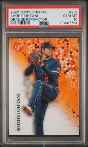 2022 Topps Pristine #261 Shohei Ohtani /25 Orange Refractor PSA 10 GEM MT