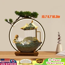 Tabletop Fountain Indoor Electric LED Waterfall Fountain With Fogger/Mister 110V