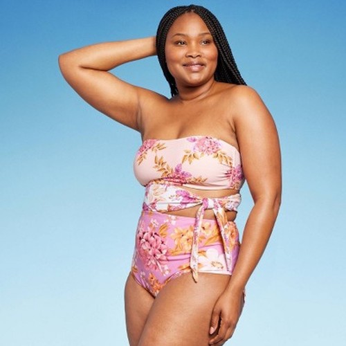 Kona Sol Women's Garden Floral Print Full Coverage One Piece Swimsuit - Large - Picture 9 of 10