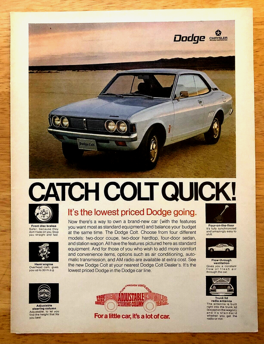 1971 DODGE COLT TWO-DOOR HARDTOP—VINTAGE MAGAZINE PRINT AD