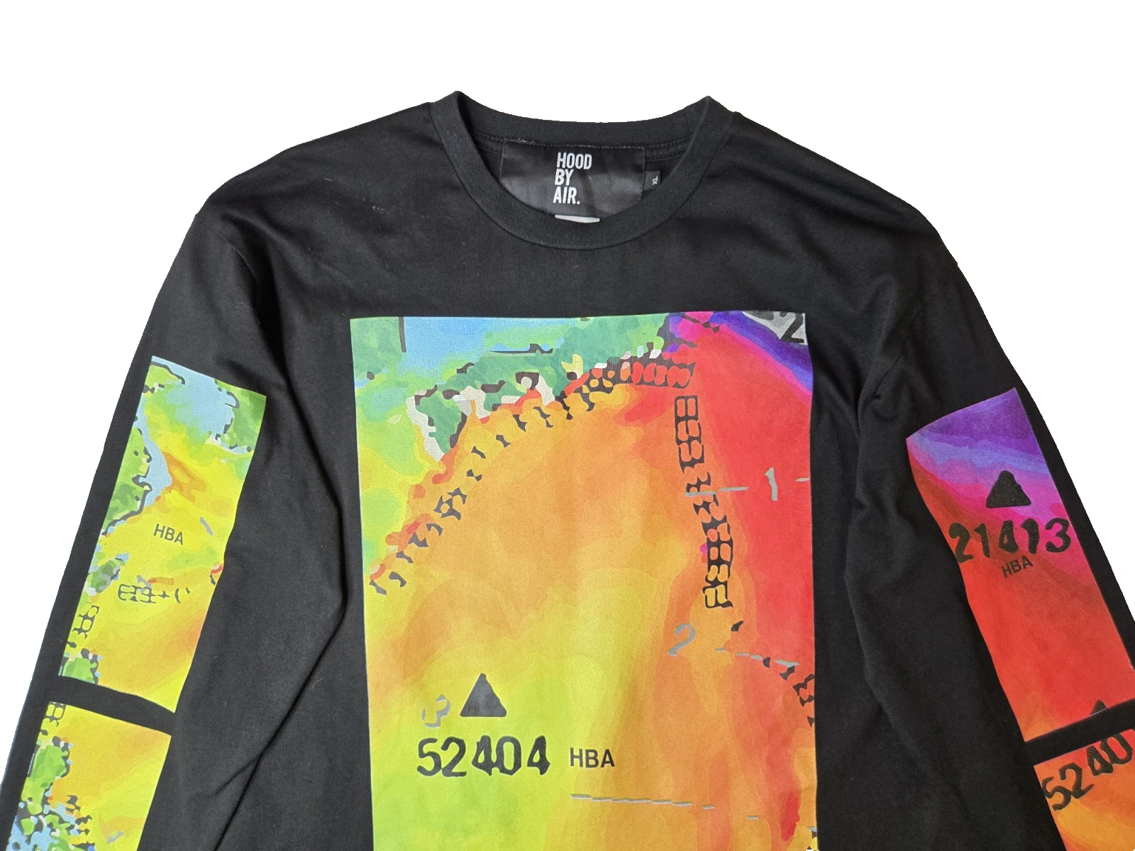 HBA (HOOD BY AIR) T shirt termica manica lunga Hood By Air HBA Shayne Oliver mappa meteo uomo XL