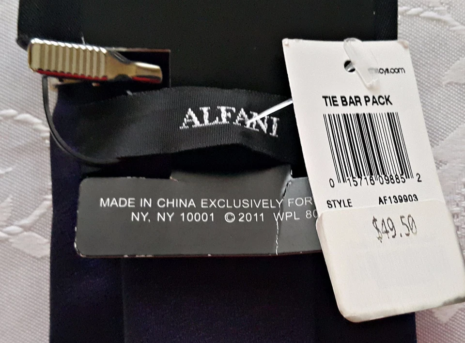 CABALLEROS VINTAGE AUTÉNTICO ALFANI SÓLIDO PÚRPURA SEDA HOMBRE CORBATA CUELLO CON CORBATA CLIP Foto 4 de 4