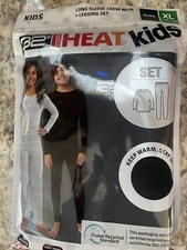 32 Degrees Heat Black Kid Long Sleeve Crew Neck + Legging Set Sz XL  ~ New