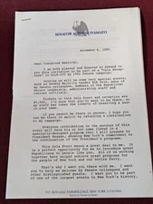 US Senator Alfonse D'Amato Fundraising Letter 11/8/1985