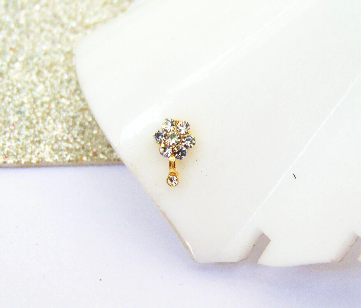 Indian Designer Nose Ring 22k Gold Plated Crock Screw Nose Pin