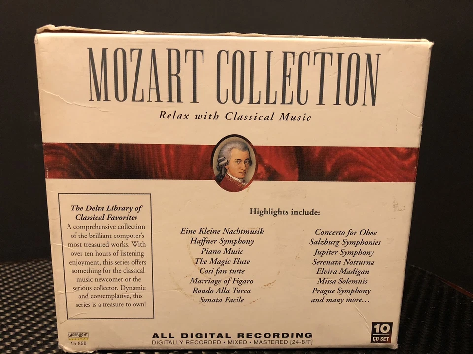 Mozart Collection Over 10 Hours 10 CDs LaserLight Digital Classical Box Set GC - Image 3 of 4