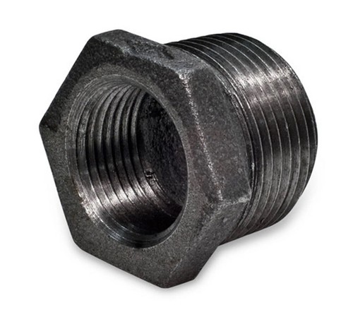 1/2" x 1/4" BLACK MALLEABLE IRON HEX BUSHING REDUCER PIPE FITTING NPT
