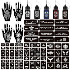Moricher Temporary Tattoo Kits Henna kit 5 Inks 96 Stencils for Women Men Kids