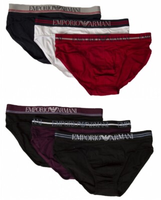 EMPORIO ARMANI Herren Slips 3er Pack Unterhose Stretch Sicht Baumwolle Elas