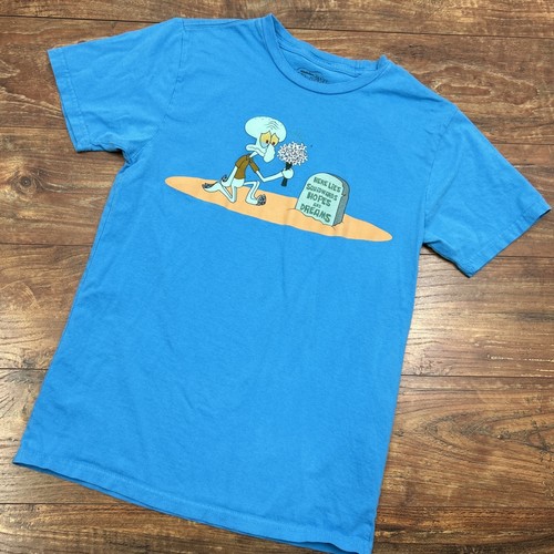 SpongeBob Squarepants Tee Blue Small Here Lies Squidward's Hopes and Dreams