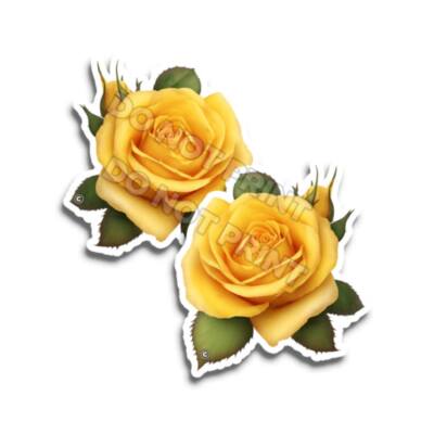Yellow Rose - Flower Stickers Cute Golden Flowery Decals M36753 - Set of 2