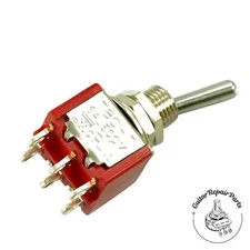 SALECOM On-On-On 3 Position DPDT Mini Toggle Switch w. Round Bat - Chrome