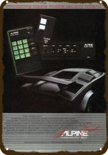 1984 ALPINE Car Security & LAMBORGHINI Vntg-Look DECORATIVE REPLICA METAL SIGN