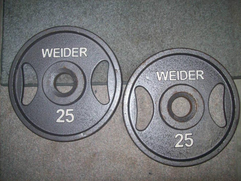 WEIDER OLYMPIC "GRIP" 25s Culturismo HOMBRE FUERTE Fitness PLACAS DE PESO gimnasio en casa Foto 2 de 3