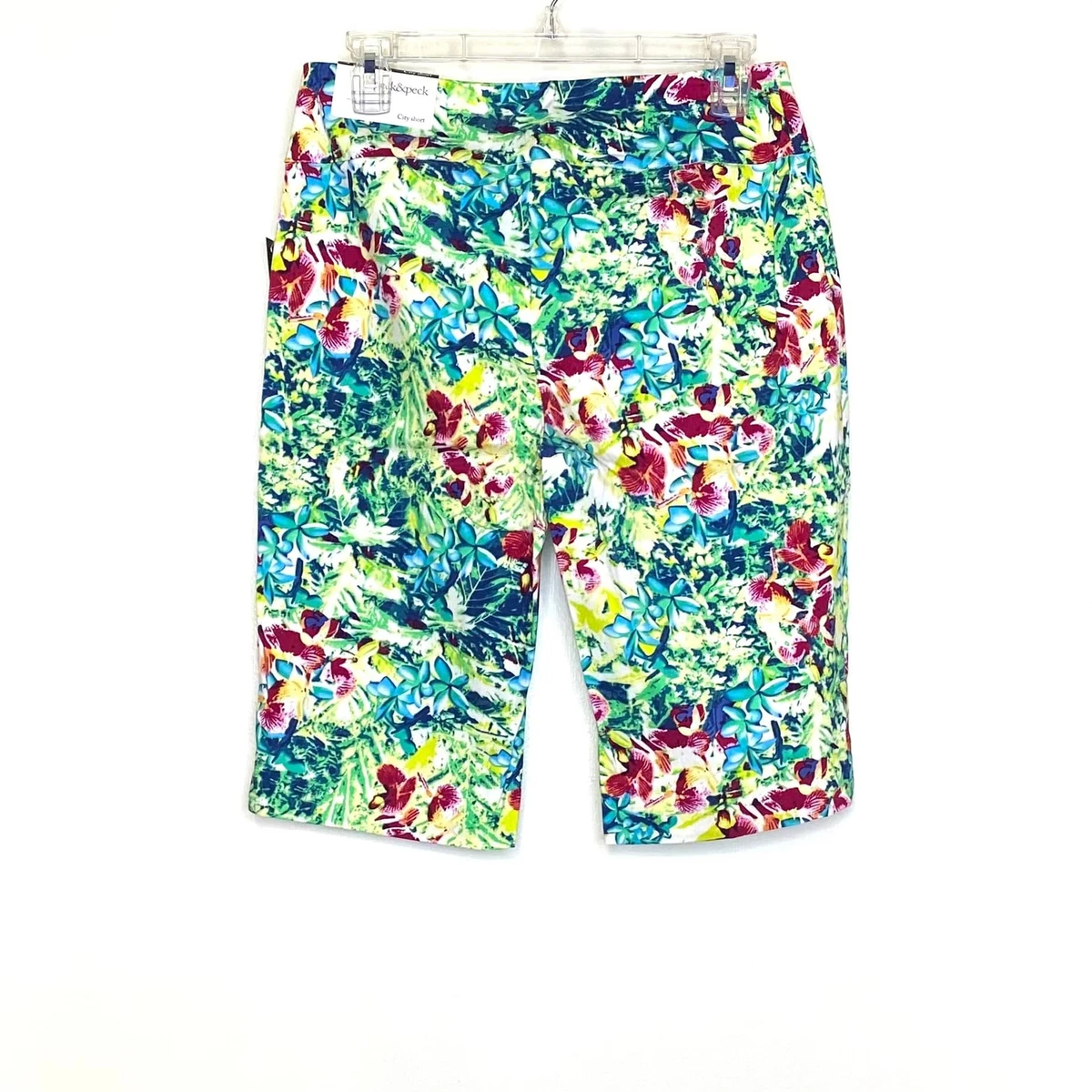 Peck Peck Womens Size 4 City Short Retro Colorful Floral Stretch Shorts