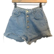 VintageMixed Blues Women s High-Waist Ripped Light-wash Blue Denim Shorts Size 7